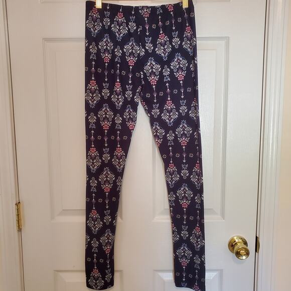 Pink Rose Floral Patterned Leggings Size M - Picture 2 of 7